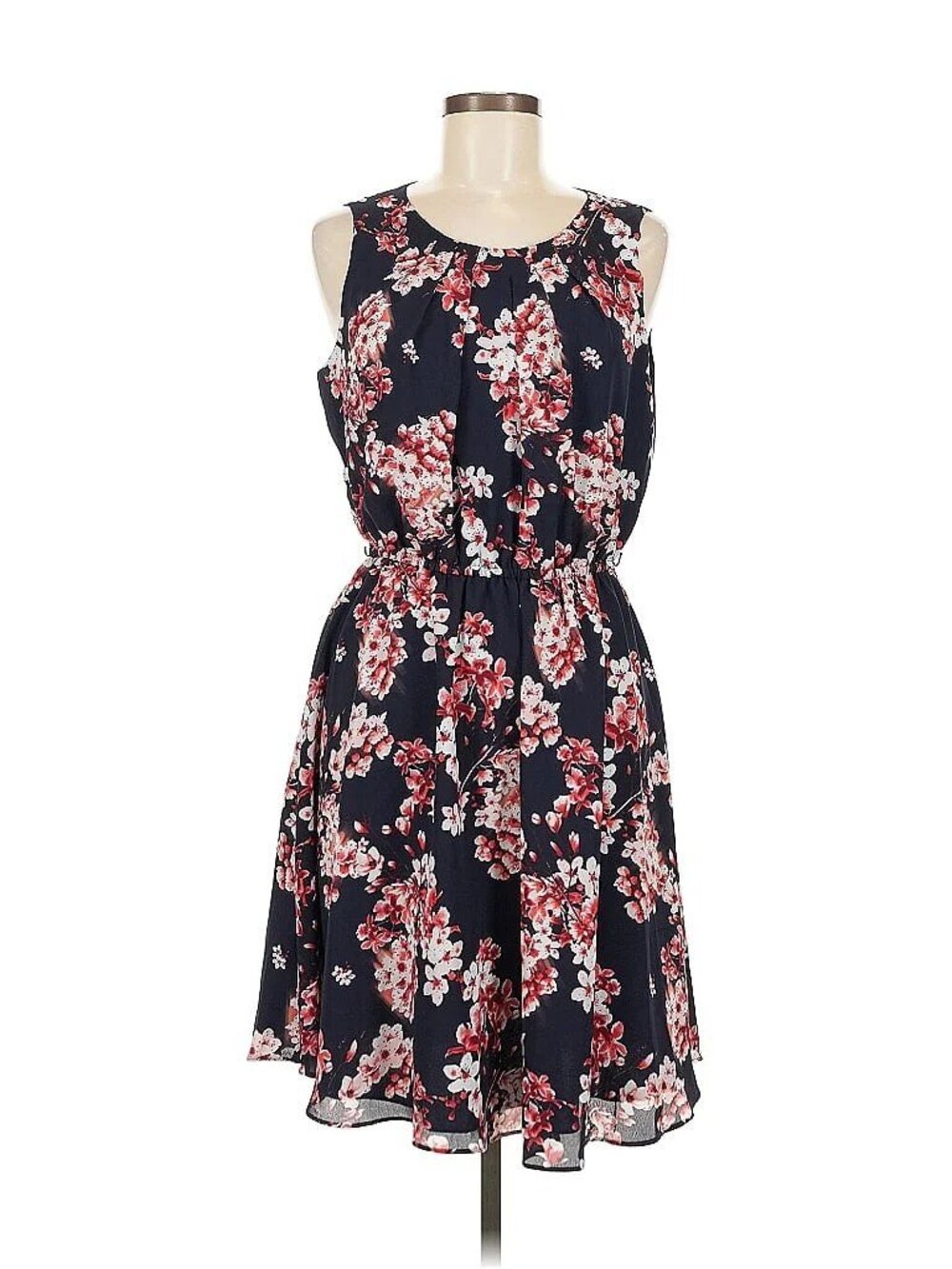 Elle Black Pink Floral Dress - Size M